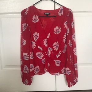 Express Red Floral Blouse